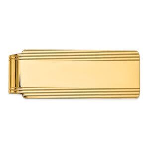 Men's 14k Yellow Gold Striped Edge Fold-Over Money Clip